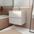Pack meuble salle de bains 60 cm laqué blanc, 2 tiroirs avec vasque céramique - xenos Aurlane - PACM683