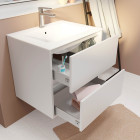 Pack meuble salle de bains 60 cm laqué blanc, 2 tiroirs avec vasque céramique - xenos Aurlane - PACM683