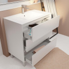 Pack meuble salle de bains 80 cm laqué blanc, 3 tiroirs avec vasque céramique - xenos Aurlane - PACM691