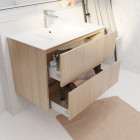 Pack meuble salle de bains 80 cm chêne clair, 2 tiroirs avec vasque céramique - xenos Aurlane - PACM690