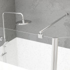 Pack paroi de douche et volet pivotant 100+40x200 cm - bande dépolie - barre de fixation chrome Aurlane - PACF459