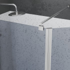 Pack paroi de douche et volet pivotant 100+40x200cm - verre fumé bleu nuit + barre fixation chrome Aurlane - PACF458