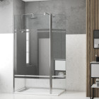Pack paroi de douche et volet pivotant 100+40x200 cm - bandeau miroir - barre de fixation chrome Aurlane - PACF457