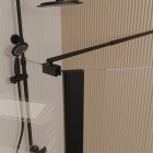 Pack paroi de douche et volet pivotant 80+40x200 cm - verre transparent - barre de fixation noire Aurlane - PACF489