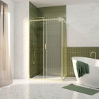 Pack porte de douche coulissante 120x200cm et retour 80cm - profilés or doré brossé - verre 6mm Aurlane - PACF476