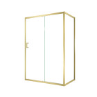 Pack porte de douche coulissante 140x200cm et retour 80cm - profilés or doré brossé - verre 6mm Aurlane - PACF478