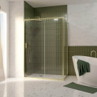 Pack porte de douche coulissante 140x200cm et retour 90cm - profilés or doré brossé - verre 6mm Aurlane - PACF479