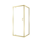 Pack porte de douche pivotante 80x200cm et retour 80cm - profilés or doré brossé - verre 6mm Aurlane - PACF474