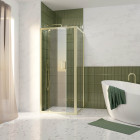 Pack porte de douche pivotante 80x200cm et retour 80cm - profilés or doré brossé - verre 6mm Aurlane - PACF474