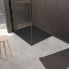 Pack receveur noir effet pierre 80x100 cm et grille décor perforée noire mate Aurlane - PACR244