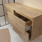 Meuble de salle de bains 120 cm à tiroirs avec plan finition chêne naturel - timber Aurlane - PACM769