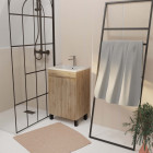 Meuble de salle de bains 50 cm décor chêne naturel à portes avec vasque céramique blanche Aurlane - PACM779