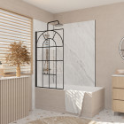 Pare baignoire déco 75x130 cm - verre trempé 4 mm sérigraphie verrière - profilé noir mat Aurlane - FAC1034