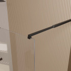 Paroi de douche 80x200cm en verre trempé transparent 8mm anticalcaire - profilé noir mat - lina Aurlane - FAC1029