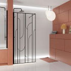 Paroi de douche à l'italienne 90x195cm sérigraphie art déco arrondie - noir mat - gatsby Aurlane - FAC1015