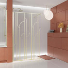Paroi de douche à l'italienne 140x195cm sérigraphie art déco arrondie - or brossé - gatsby Aurlane - FAC1018
