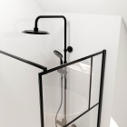Paroi de douche à l'italienne serigraphie type briques - 70x195cm - profile noir mat - verre 5mm Aurlane - FAC1021