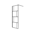 Paroi de douche à l'italienne serigraphie type briques - 70x195cm - profile noir mat - verre 5mm Aurlane - FAC1021