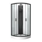 Cabine de douche 1/4 de cercle 85x85x210/235 cm - receveur + fonds blancs / colonne + profilés noirs Aurlane - CAB276