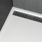 Receveur en acrylique blanc 80x80x4 cm + grilles linéaires chrome et gun metal - whiteness ii Aurlane - PACR177
