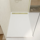 Receveur en acrylique blanc 90x140x5 cm + grilles linéaires chrome et or brossé - whiteness ii Aurlane - PACR231