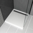 Receveur en acrylique blanc 90x90x4 cm + grilles linéaires chrome et gun metal - whiteness ii Aurlane - PACR178