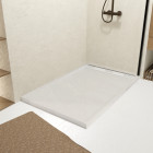 Receveur en acrylique blanc effet pierre 90x140x5 cm + grilles linéaires chrome et blanche Aurlane - PACR224
