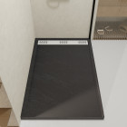 Receveur en acrylique gris effet pierre 90x140x5 cm + grilles linéaires chrome et blanche Aurlane - PACR227