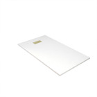 Pack receveur blanc effet pierre 80x140 cm et grille décor perforée or doré brossé - rock 2 Aurlane - PACR234