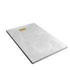 Pack receveur blanc effet pierre 90x140 cm et grille décor linéaire or doré brossé - rock 2 Aurlane - PACR193