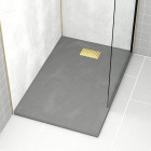 Pack receveur gris effet pierre 80x120 cm et grille décor perforée or doré brossé - rock 2 Aurlane - PACR211