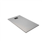 Pack receveur gris effet pierre 90x140 cm et grille décor linéaire noire mate Aurlane - PACR255