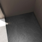 Pack receveur noir effet pierre 80x100 cm et grille décor perforée noire mate Aurlane - PACR244