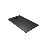 Pack receveur noir effet pierre 90x140 cm et grille décor linéaire noire mate Aurlane - PACR259