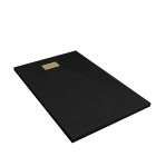 Pack receveur noir effet pierre 90x140 cm et grille décor linéaire or doré brossé - rock 2 Aurlane - PACR203