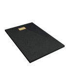 Pack receveur noir effet pierre 90x140 cm et grille décor perforée or doré brossé - rock 2 Aurlane - PACR218