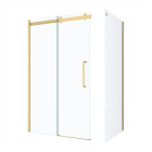 Pack porte de douche coulissante 120x200cm et retour 80cm - or doré brossé et verre trempé 6mm Aurlane - PACF485