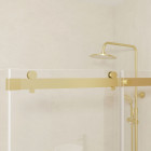 Pack porte de douche coulissante 140x200cm et retour 90cm - or doré brossé et verre trempé 6mm Aurlane - PACF488