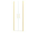 Porte de douche double battant 70x200cm - verre trempé transparent 6mm - profil or doré brossé Aurlane - FAC976