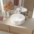 Vasque terrazzo gris - ø35cm x 12cm - ronde en ceramique blanc mat Aurlane - VAS062
