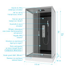 Cabine de douche hydromassante 110x80x215 cm - fond noir et profilés gris - BLACK STYLE Aurlane - CAB236