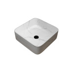 Vasque à poser carrée en céramique blanche mat effet marbre - 38x38x13 cm - white marble Aurlane - VAS051