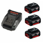 Pack bosch professional perceuse gsr 18v-28 + meuleuse gws18-125 + chargeur + 3 batteries 3.0 ah + coffret box