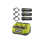 Pack ryobi 4v chargeur séquentiel 3 ports rc43p - 2,0ah - 3 batteries 3,0ah