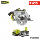 Pack ryobi scie circulaire brushless 18v oneplus 60mm r18cs7-0 - 1 batterie 4.0ah - 1 chargeur rapide 2.0ah rc18120-140