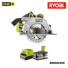 Pack ryobi scie circulaire brushless 18v oneplus 60mm r18cs7-0 - 1 batterie 5.0ah - 1 chargeur rapide 2.0ah rc18120-150