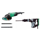 Marteau piqueur SDS-Max 5.1kg HITACHI + Meuleuse ø230mm + 2 burin OFFERT H41MB