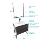 Pack meuble de salle de bain 80×50 cm Blanc - 2 tiroirs - Vasque résine blanche - Miroir LED Aurlane - PACM022