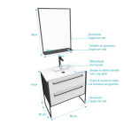 Pack meuble de salle de bain 80x50 cm - 2 tiroirs blanc - Vasque blanche + miroir noir mat Aurlane - PACM045