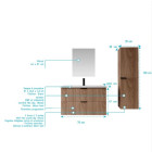 Pack meuble salle de bain 80cm et colonne de rangement - Façades ondulées décor bois - MILO Aurlane - PACM919